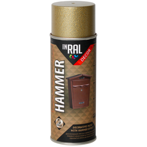 Vopsea decorativă cu efect de ciocan Inral Hammer, aur 400ml