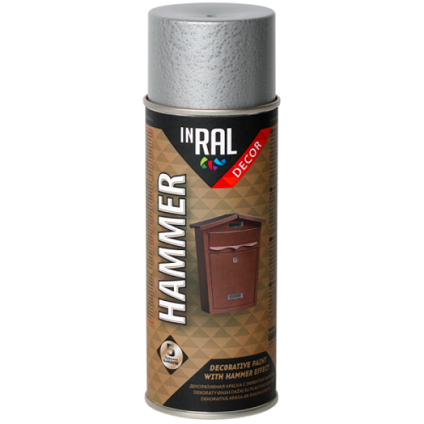 Vopsea decorativă cu efect de ciocan Inral Hammer, argint 400ml